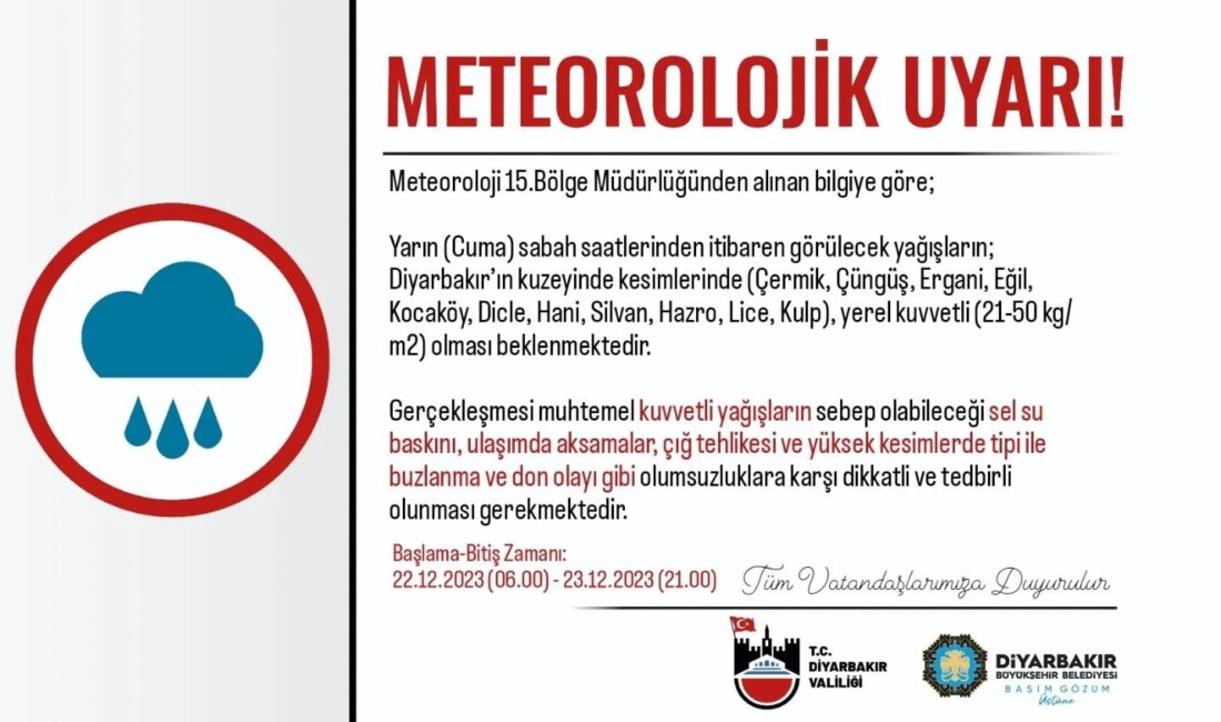 Meteoroloji 15.Bölge Müdürlüğü’nden Diyarbakır’a