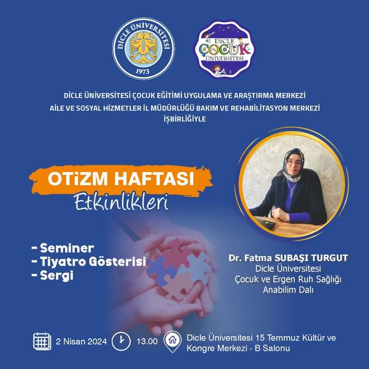 Diyarbakır’da “Otizm Haftası Seminer Etkinlikleri” 2 Nisan’da başlıyor.